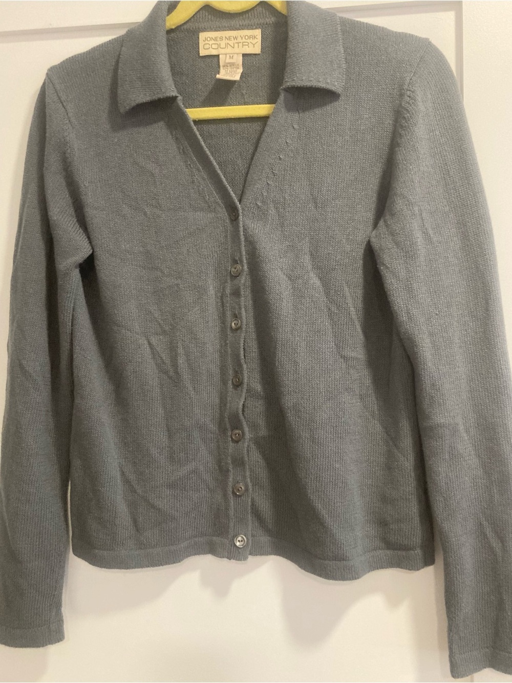 Women’s Vintage Jones New York Slate Color Button-Down Collared Cardigan